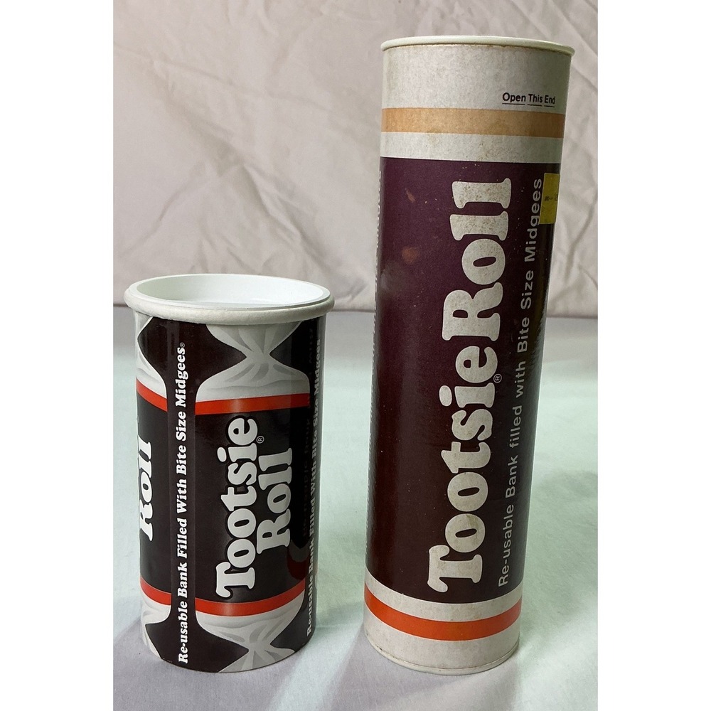 Vintage Tootsie Roll Coin Banks Lot of 2 Cardboard Candy Container Banks‎